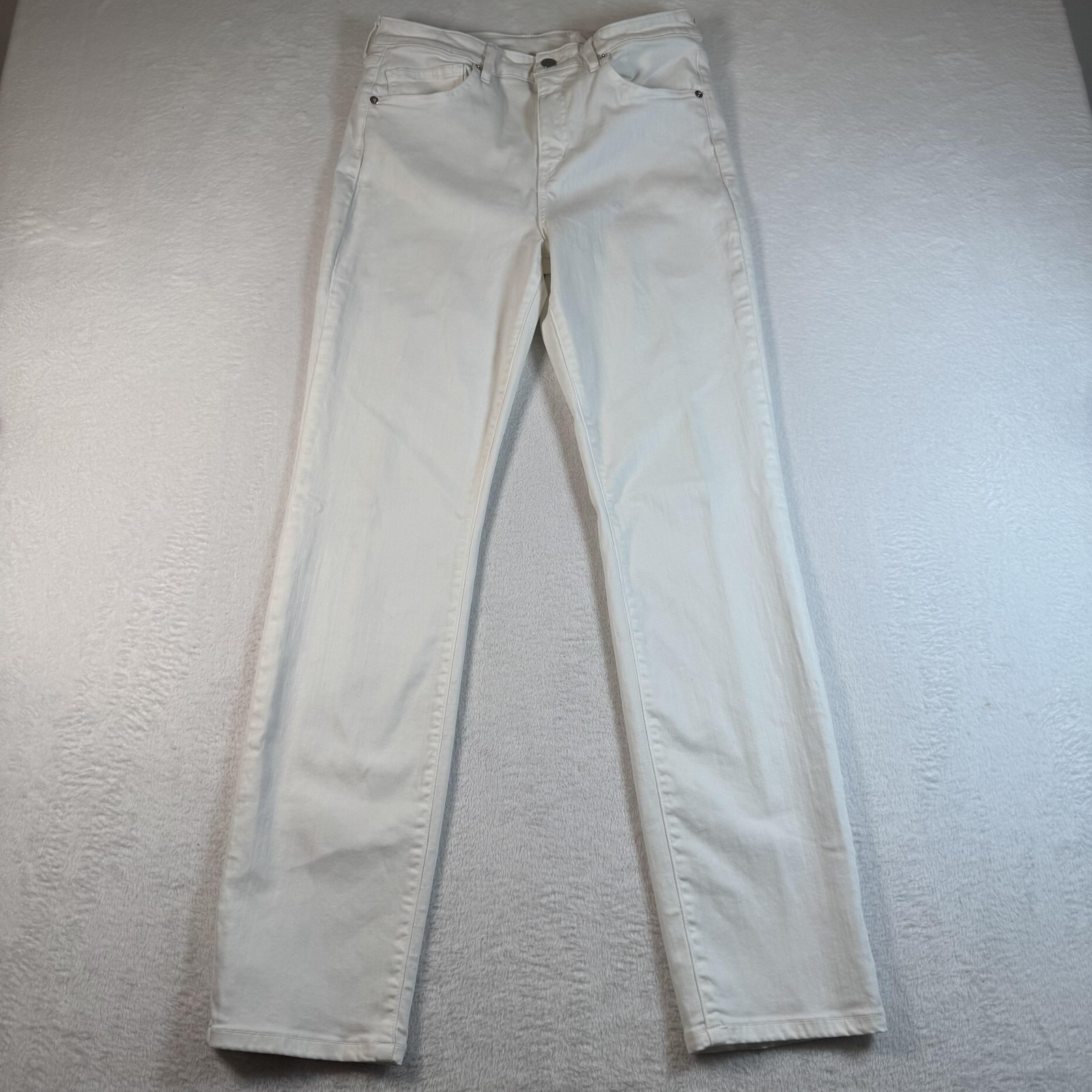 Aviator Straight Fit Jeans Womens 30 White Light Wash Mid Rise Stretch 30x29.5